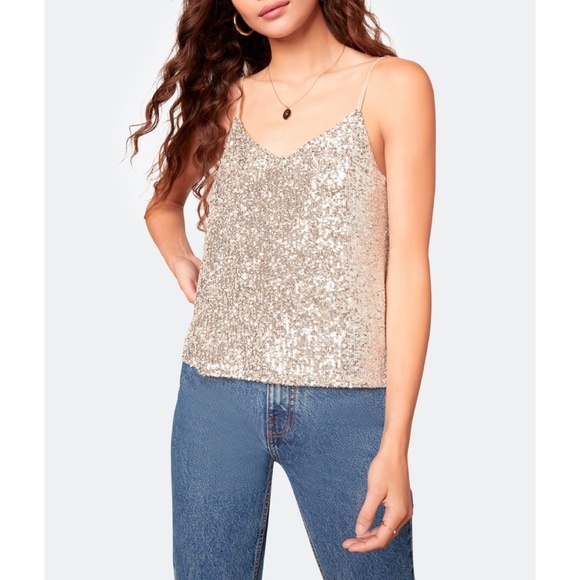 NWT Sequin Sleeveless Camisole Tank | Medium | Gilli | - Picture 2 of 4